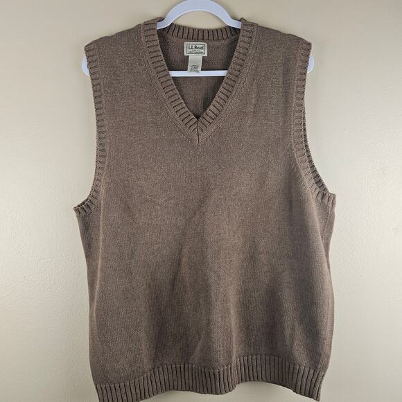 L.L Bean Mens Cotton V Neck Sweater Vest Size Large